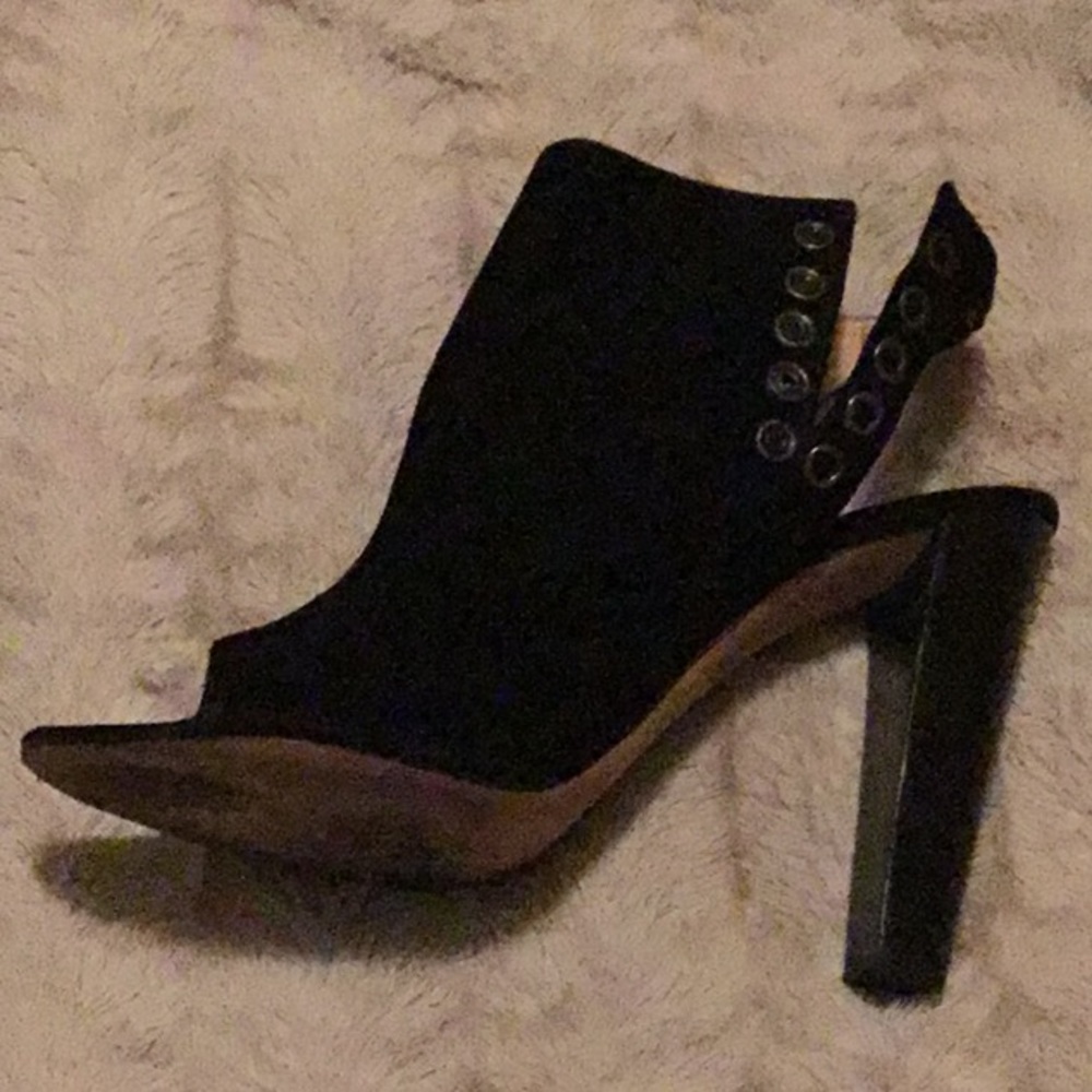 Gorgeous suede black mules size 9.